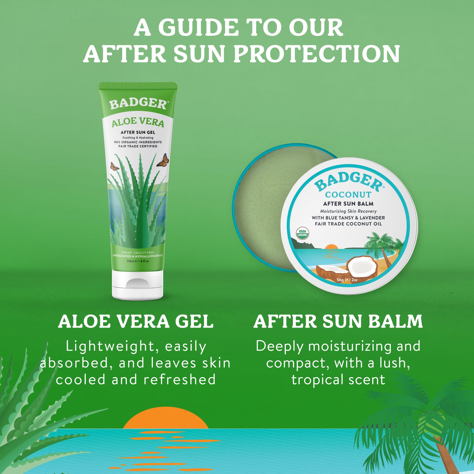 Amazon.com : Badger Organic Aloe Vera Gel for Face & Body, 96% Pure  Unscented Organic Aloe Gel for Cooling, Soothing, Non-Sticky Sunburn  Relief, Vegan, Fair Trade & Hypoallergenic, 4 fl oz :