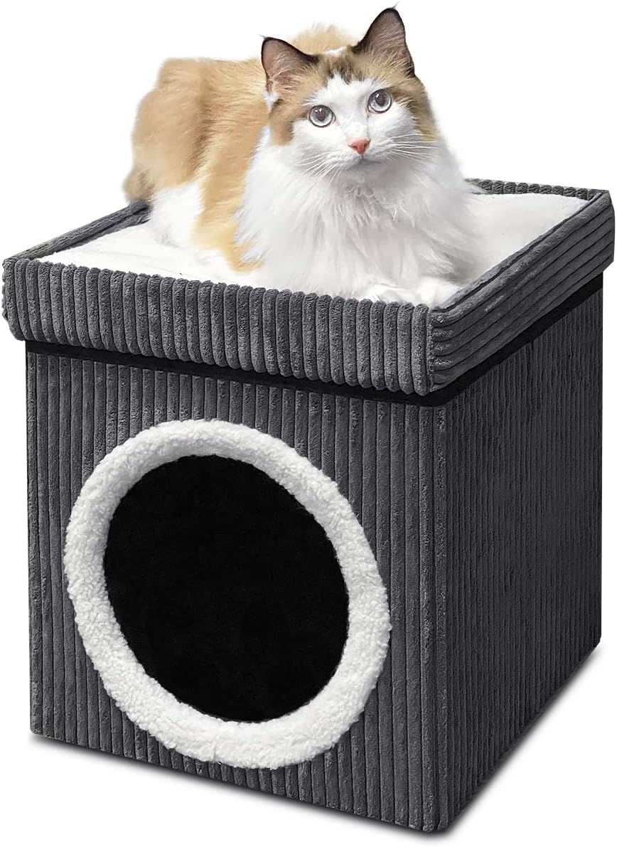 Foldable Cat Bed Large Cat House with Mat Cave Igloo