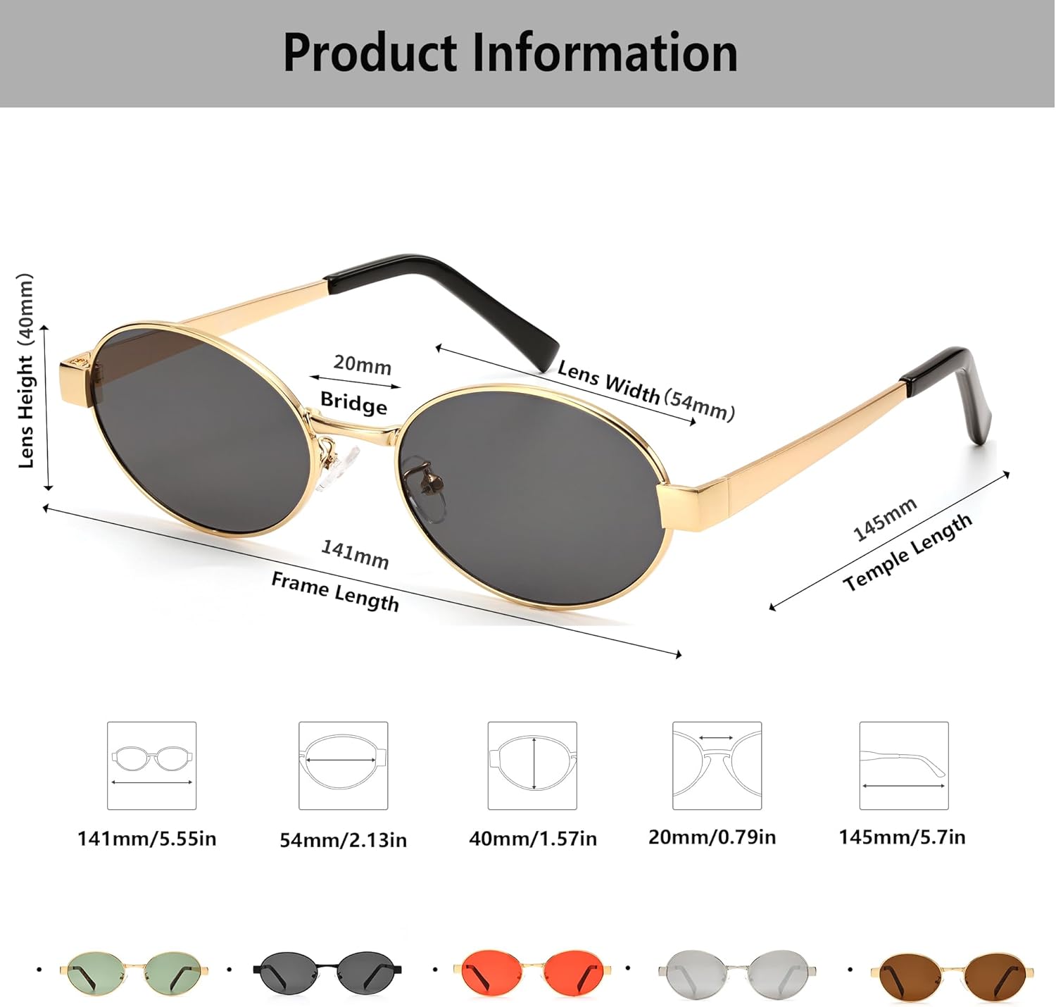Retro Oval Sunglasses for Women Men Shade UV400 Protection Trendy Style - Image 4
