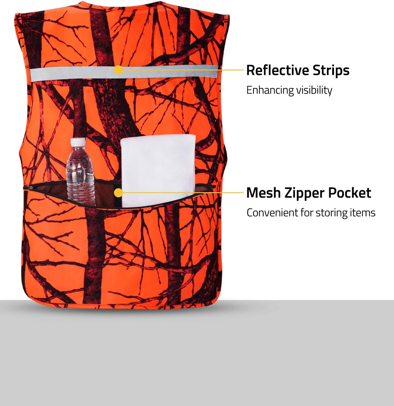 CVLIFE Blaze Orange Hunting Vest with Multi Pockets Hunting Vest for Men Adjustable Hunter Orange Vest High Visibility for Outdoors