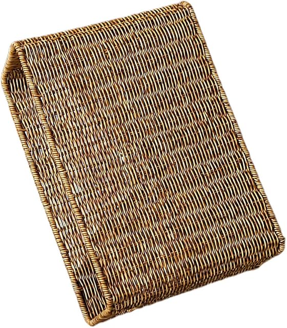 Yardwe Magazine Standing Rack Magazine Holder Basket Imitate Rattan File Letter Basket Magazine Container Sundries Organizer Woven Book Bin for Home Office Bedroom Magazine Rack