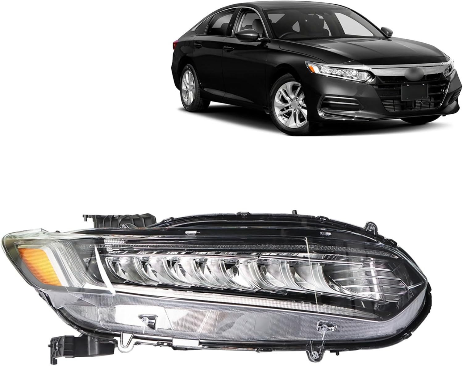 Silscvtt Headlight Assembly Replacement for Accord 2018-2021 Housing Chrome Lamp Set Passenger Side RH 1PC 33100-TVA-A11