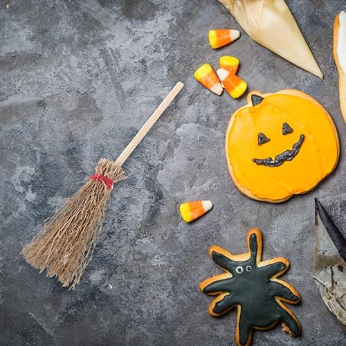 Miniatura 9 de Exceart 12 piezas de mini escoba de 3.5 in, cuerda roja, escoba de mago en miniatura, accesorio decorativo para colgar decoraciones