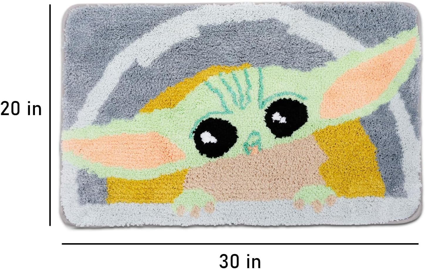 Baby Yoda Shower Curtain - Star Wars Bathroom Decor Bundle Includes 1 Mandalorian Shower Curtain, 12 Hooks, Bath Rug, Stickers, More | Baby Yoda Shower Curtain Set