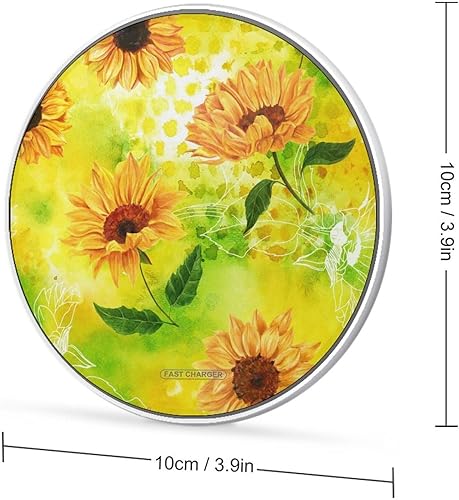 Miniatura 2 de Almohadilla de carga inalámbrica retro de girasoles de acuarela de 10 W, almohadilla de carga rápida compatible con iPhone 15 14 13 12 Series