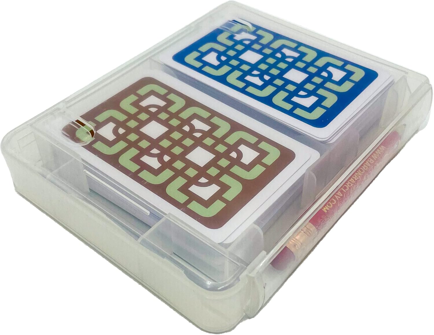 Two Decks of Baron All-Plastic Playing Cards in a Plastic Double Deck Box with Pencil