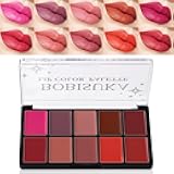 Cream Lip Color Palette, 10 Colors Matte Lipstick Makeup Palette, Long Lasting Lipstick Palette, Moisturizing Waterproof Lip Creamy Formula For Soft - Daily