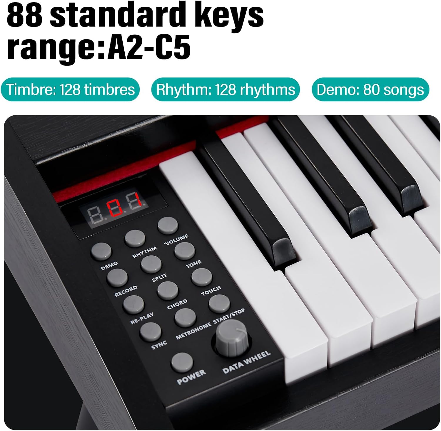 AODSK Beginner Digital Piano 88 Key Keyboard+AODSK Keyboard Bench X-Style Cushion Padded,Piano Lessons