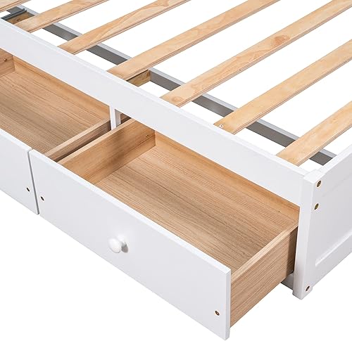 Miniatura 6 de JIVOIT Cama de almacenamiento de plataforma de tamaño individual con 3 cajones de almacenamiento marco de madera con soporte de listones de madera