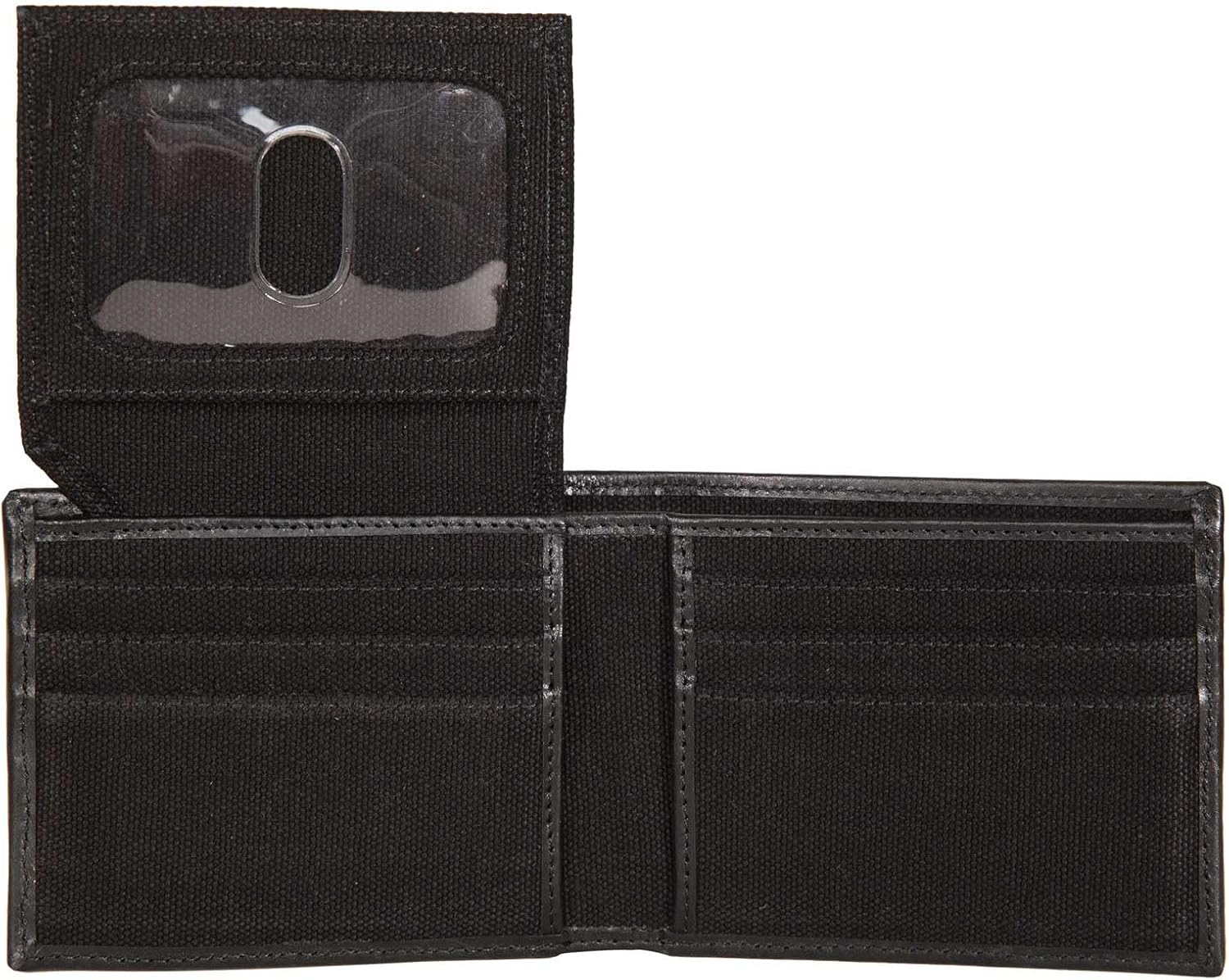 Harley-Davidson Men's Patch Cotton Canvas & Leather Bi-Fold RFID Wallet - Black
