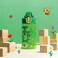 Vista 3 de Zak Designs Sage Minecraft Kids Water Bottle For School or Travel, 16oz Durable Plastic Water Bottle With Straw, Handle, and Leak-Proof, Pop-Up