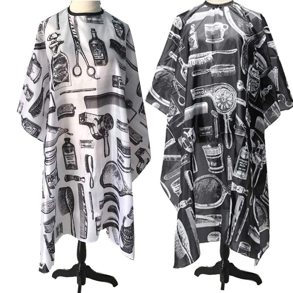 DoubleWood 2 PCS Hairdressing cape Salon Barber Cape Haircut Barber Gown Professional Haircut Salon Hairdresser Apron (Black & White)