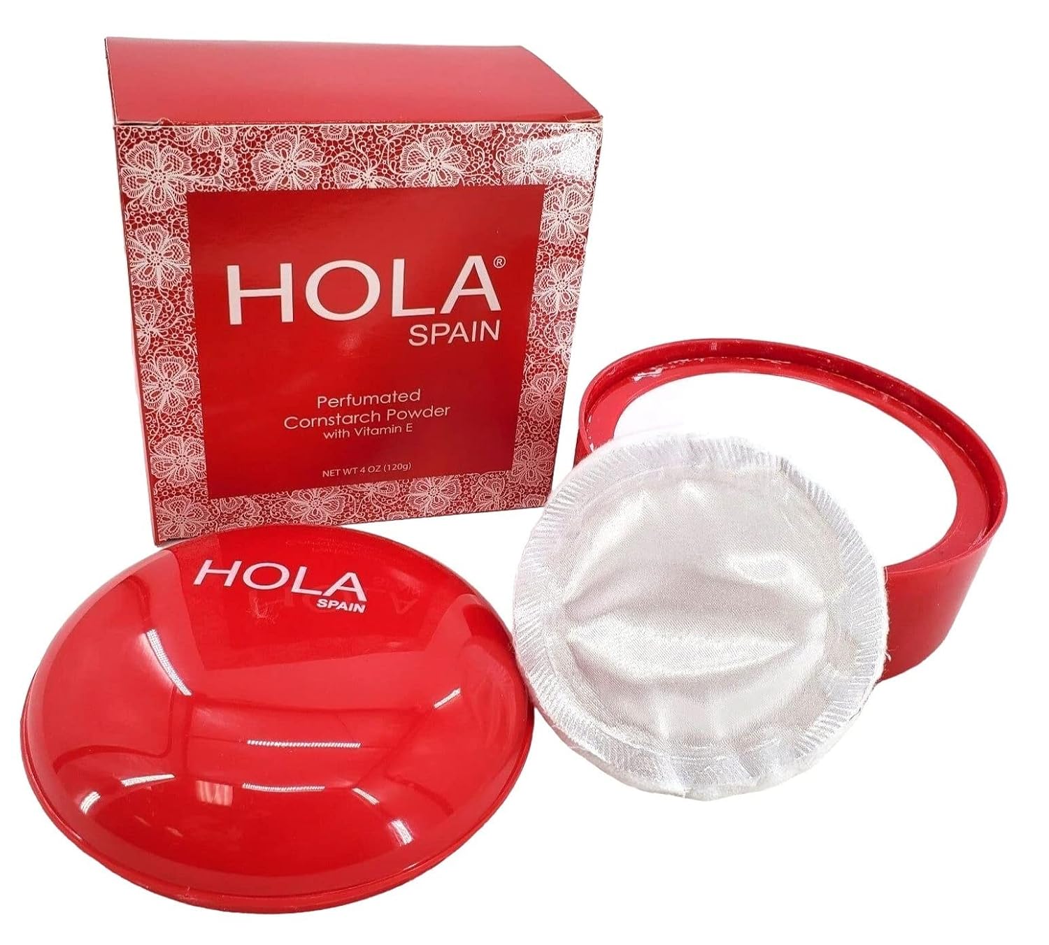 Hola Spain Skin Petal Body Talc Dusting Powder & Puff 4 oz.