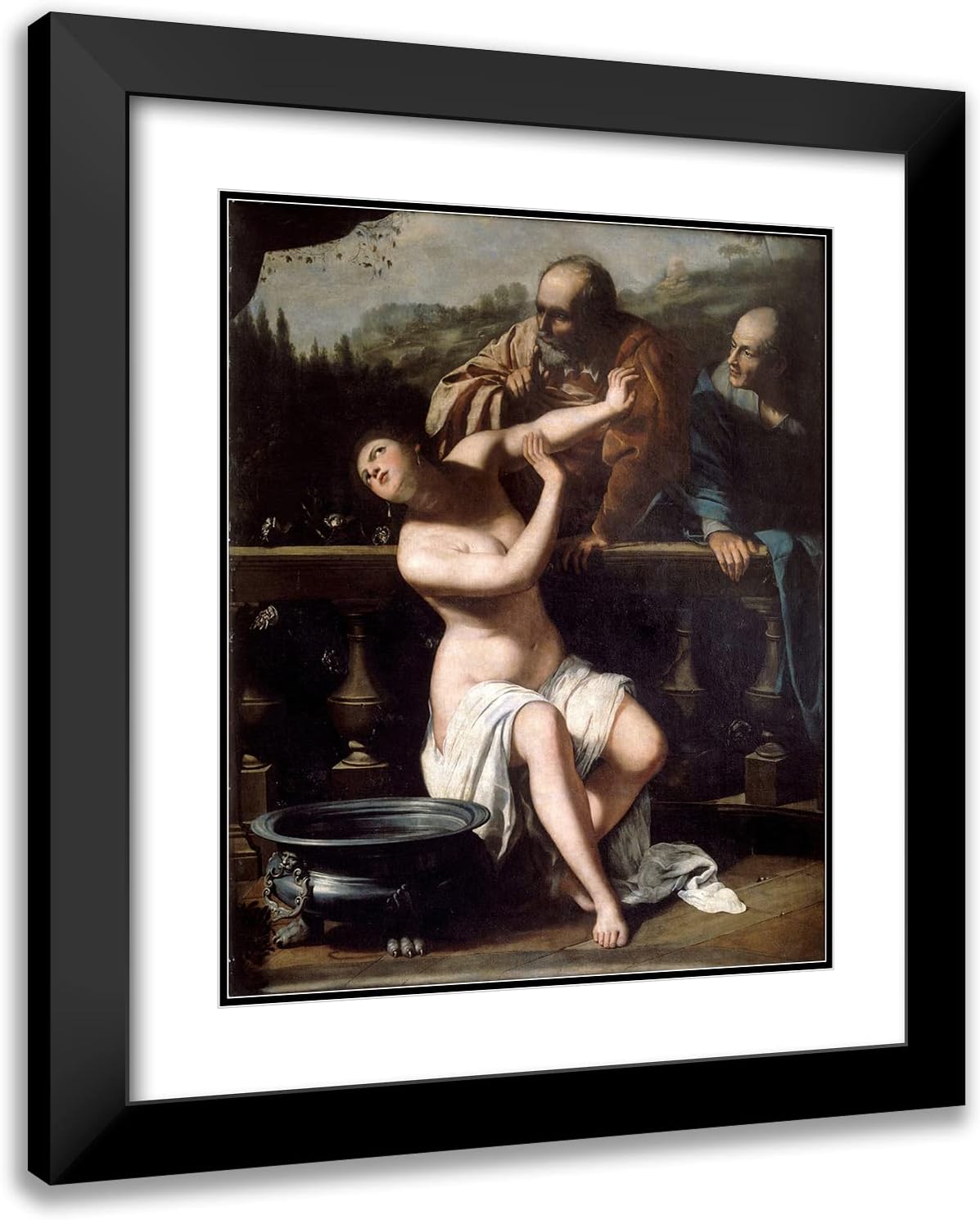 ArtDirect Artemisia Gentileschi 20x24 Black Modern Frame and Double Matted Museum Art Print Titled - Susanna and the Elders (1649)
