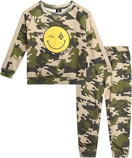 Volcom Boys Cozy 2-Piece Fleece Crewneck Sweatsuit & Joggers Set (12M-7) | Cozy Premium-Soft Comfort, Relaxed Modern Fit, Elastic Waistband with Secure Cuffs, Everyday Layering for Play or Lounging