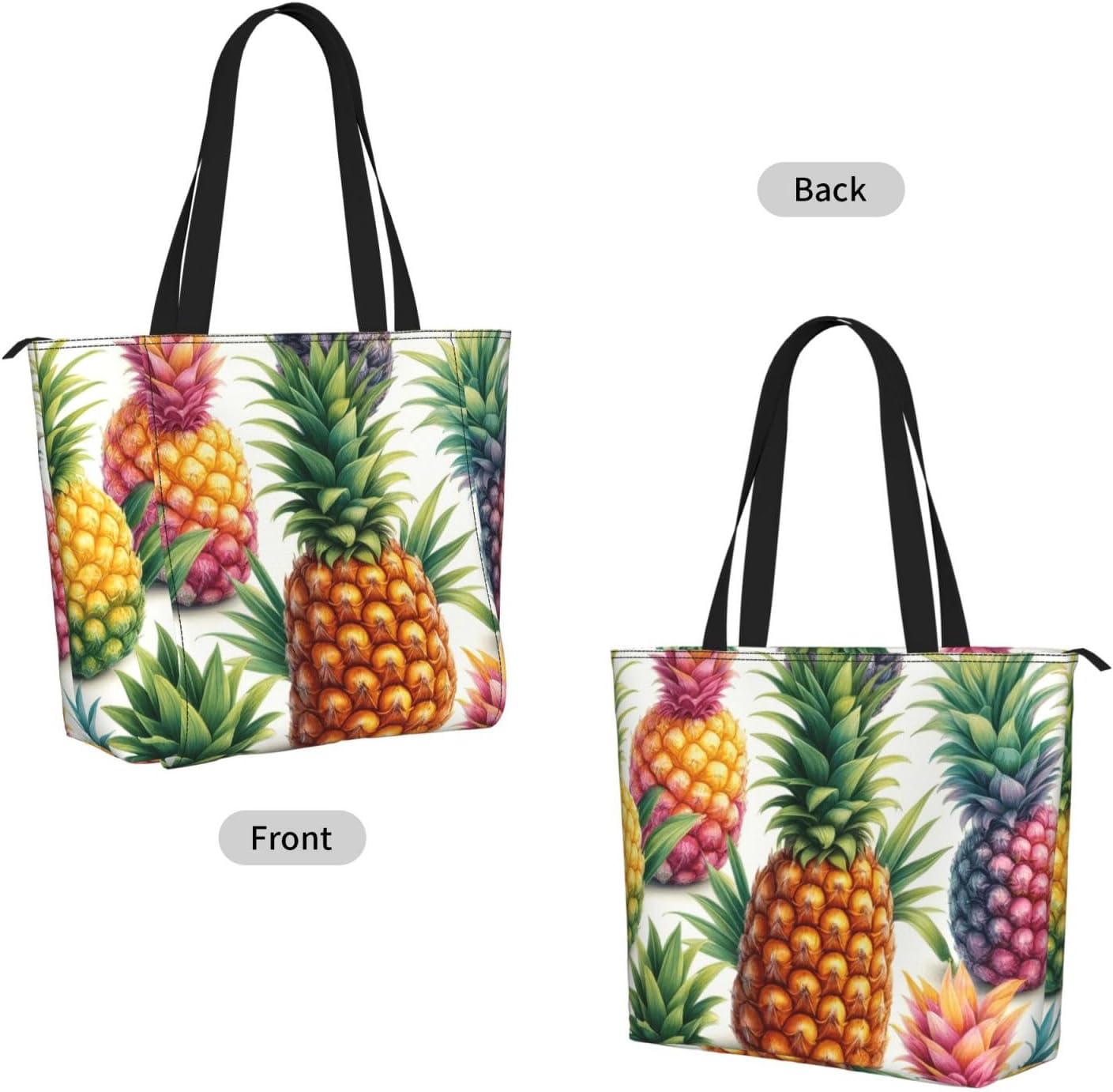 Women Colorful-Pineapple-Pattern Yoga Mat Bag Gym Tote image 2