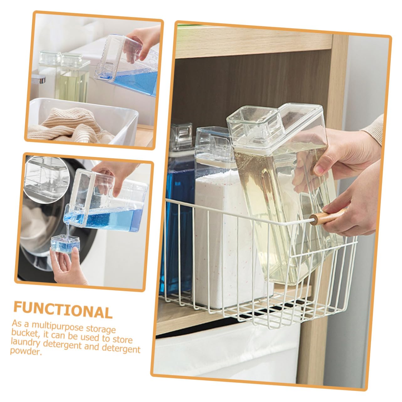 Dispenser Detersivo Trasparente da 2 Pezzi in Pet Grande Capacità e Design Compatto per Lavanderia, Contenitore Pratico per Sapone Lavatrice e Detersivo in Polvere