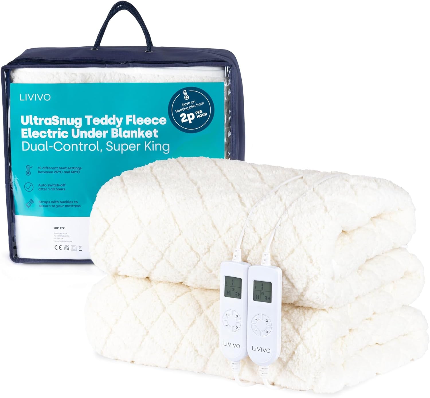 LIVIVO UltraSnug Teddy Fleece Electric Underblanket Super King Dual