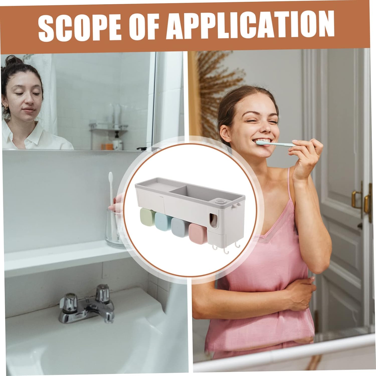 LIFKOME 1set Toothbrush Self Organizer Wall Toothbrush Holder Multi-Functional Bathroom Accessory Easy to Clean