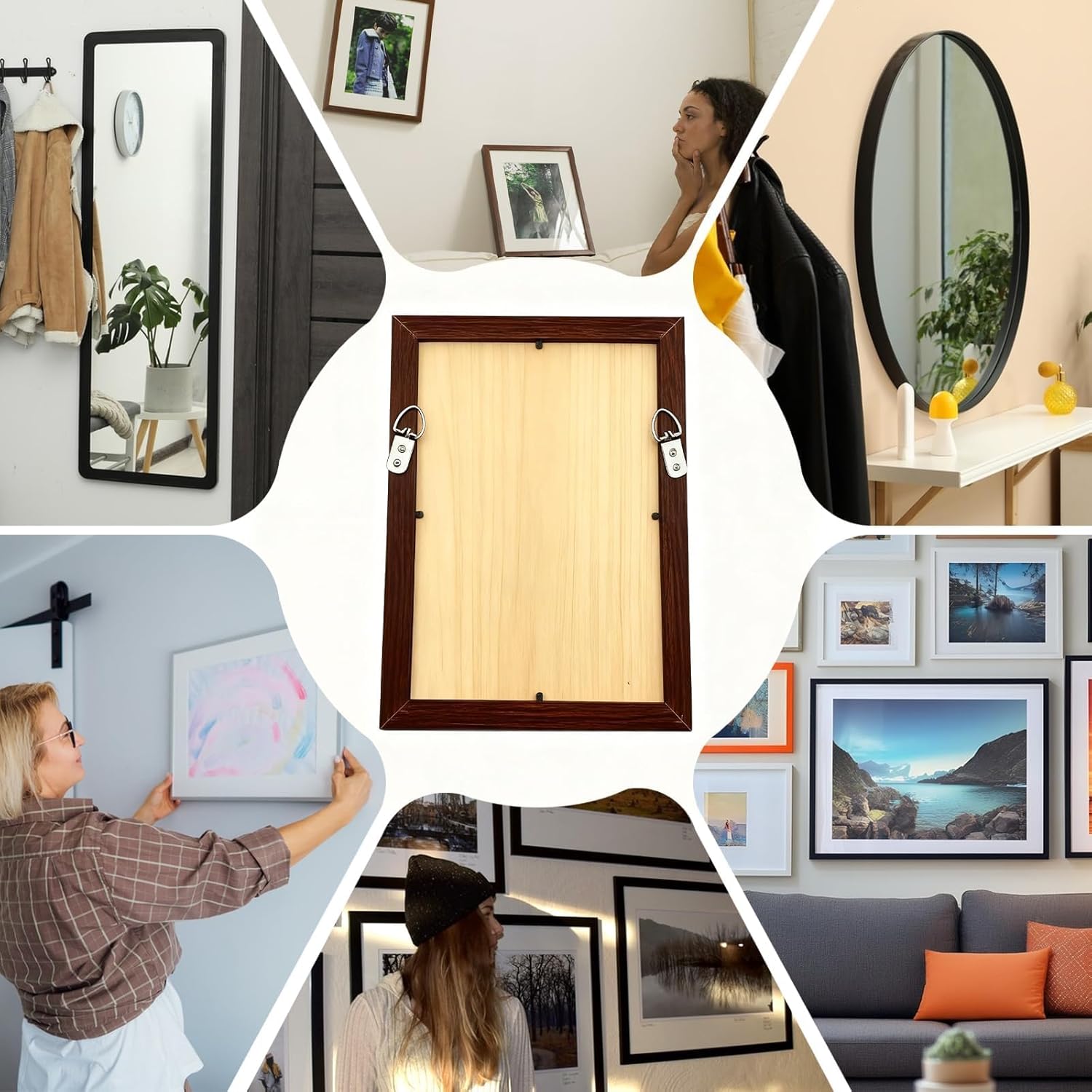 D-Ring Picture Hangers with Screws Kit 40 Pcs - 2 Sizes Heavy Duty Picture Hanging Hardware, Single Hole & Double Hole Wall Hooks for Hanging Clock Frames Mirrors Canvas Paintings Artwork