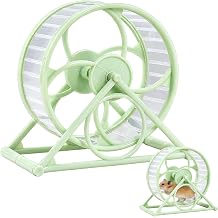 Green Silent Hamster Exercise Wheel Small Running Spinner with Fixed Base for Dwarf Hamster Gerbil Mouse and Other Small Pets