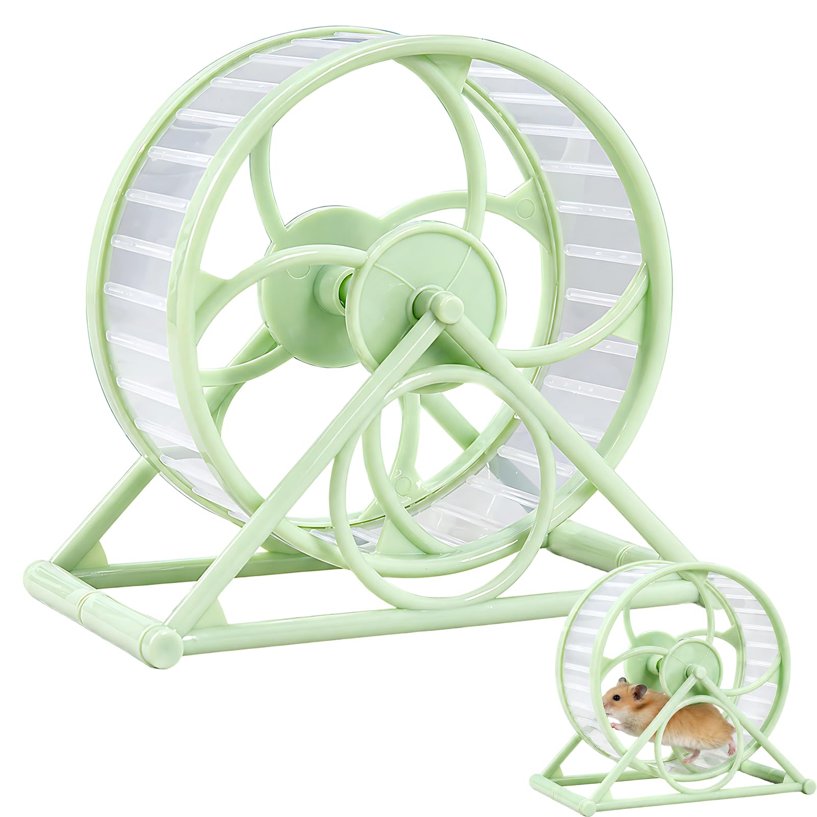 Green Silent Hamster Exercise Wheel Small Running Spinner with Fixed Base for Dwarf Hamster Gerbil Mouse and Other Small Pets