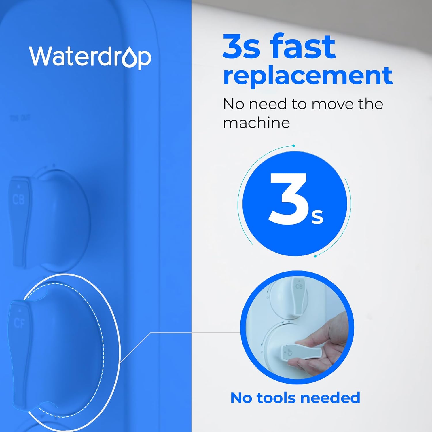 Waterdrop WD-G3-CF Filter,Replacement for WD-G3-W, WD-G3P600 and WD-G3P800-W Reverse Osmosis System, 6-month Lifetime, 3-Pack, Bundle