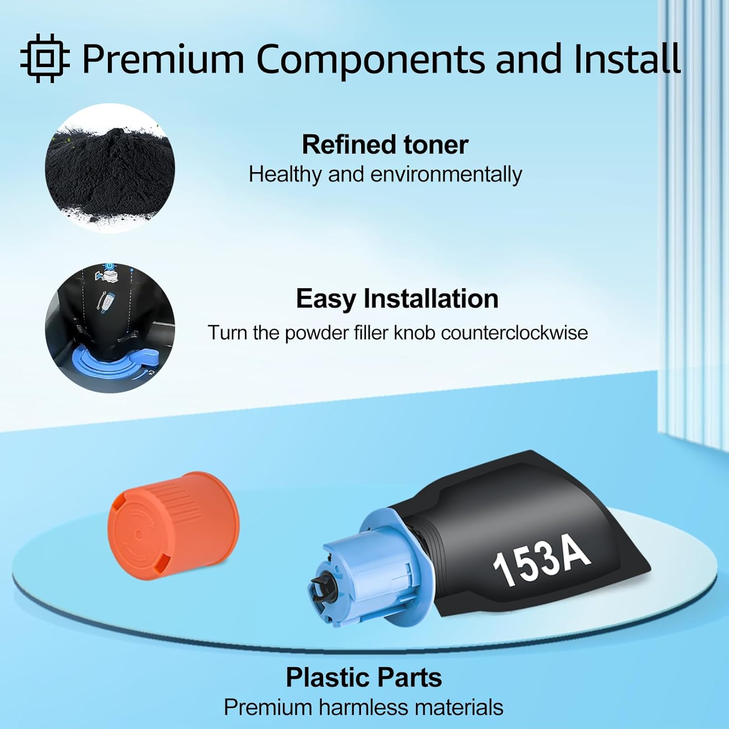 greencycle 153A Compatible Black Toner Reload Kit Replacement for HP W1530A for LaserJet Tank 2504dw, LaserJet Tank MFP 2604sdw 1504 1504w 2504 1604 1604w 2604 2604dw 2606 2606dw(4PC)