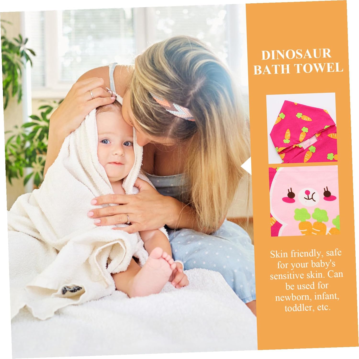 Hooded Bath Towel Cape, Soft Absorbent Beach Towel for Boys, Cartoon Rabbit Design, Lightweight Swim Pool Wrap