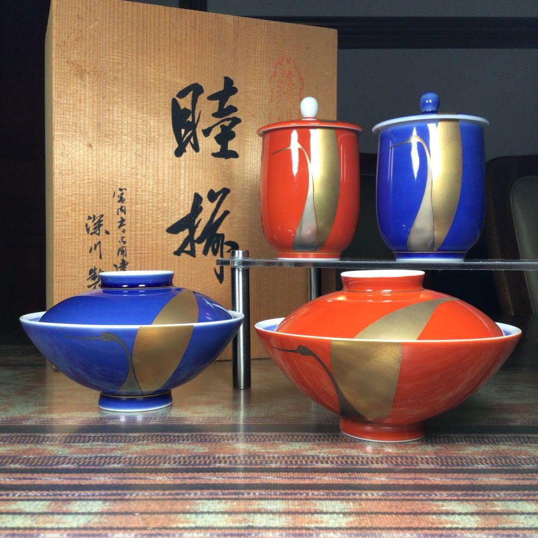 新品 深川製磁 百年庵 六瓢 睦揃 ひょうたん 夫婦飯碗と湯呑み茶碗