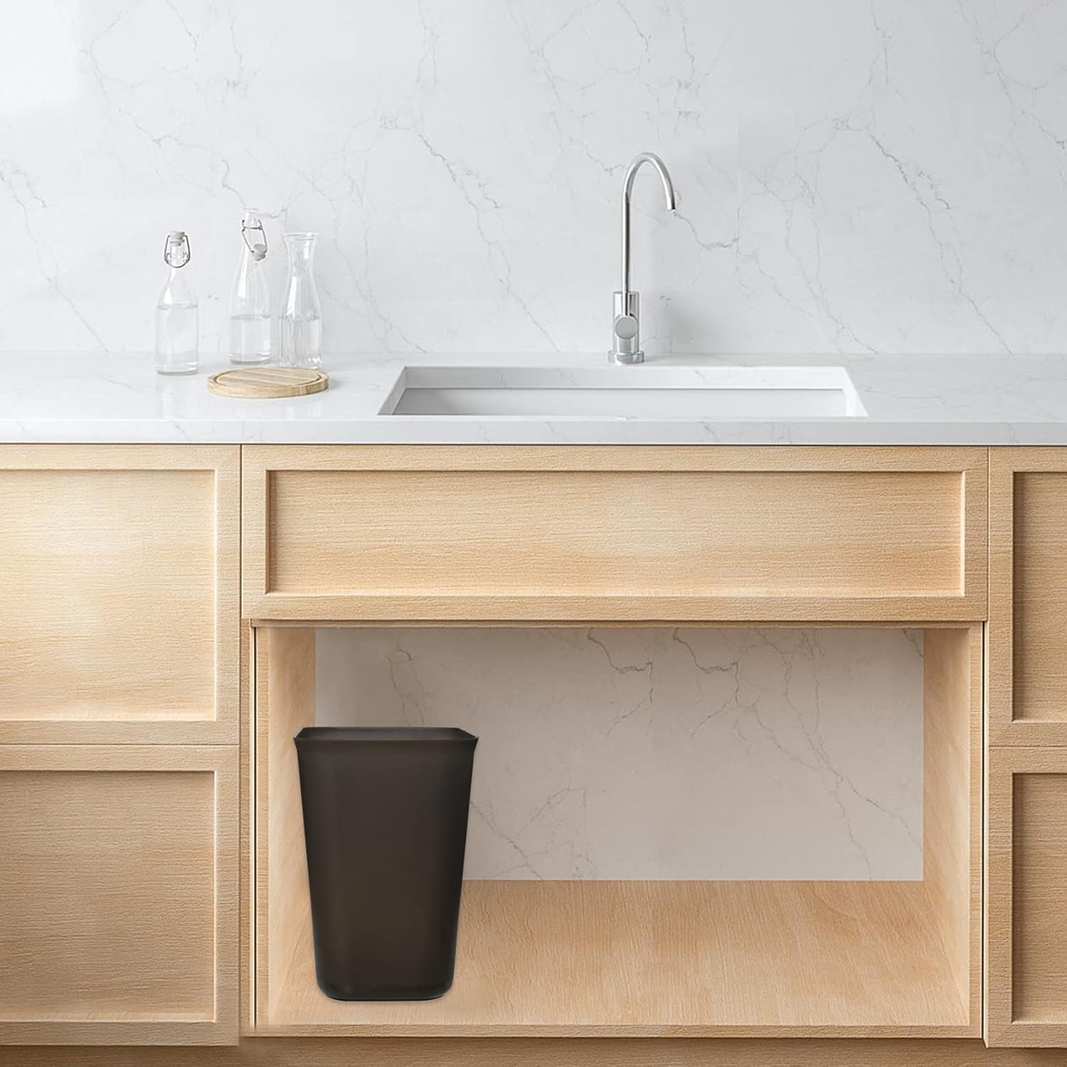 3.5 Gallons Efficient Trash Can Wastebasket, Fits Under Desk, Kitchen, Home, Office (Bluegreen, 3.5 Gallons): Industrial & Scientific