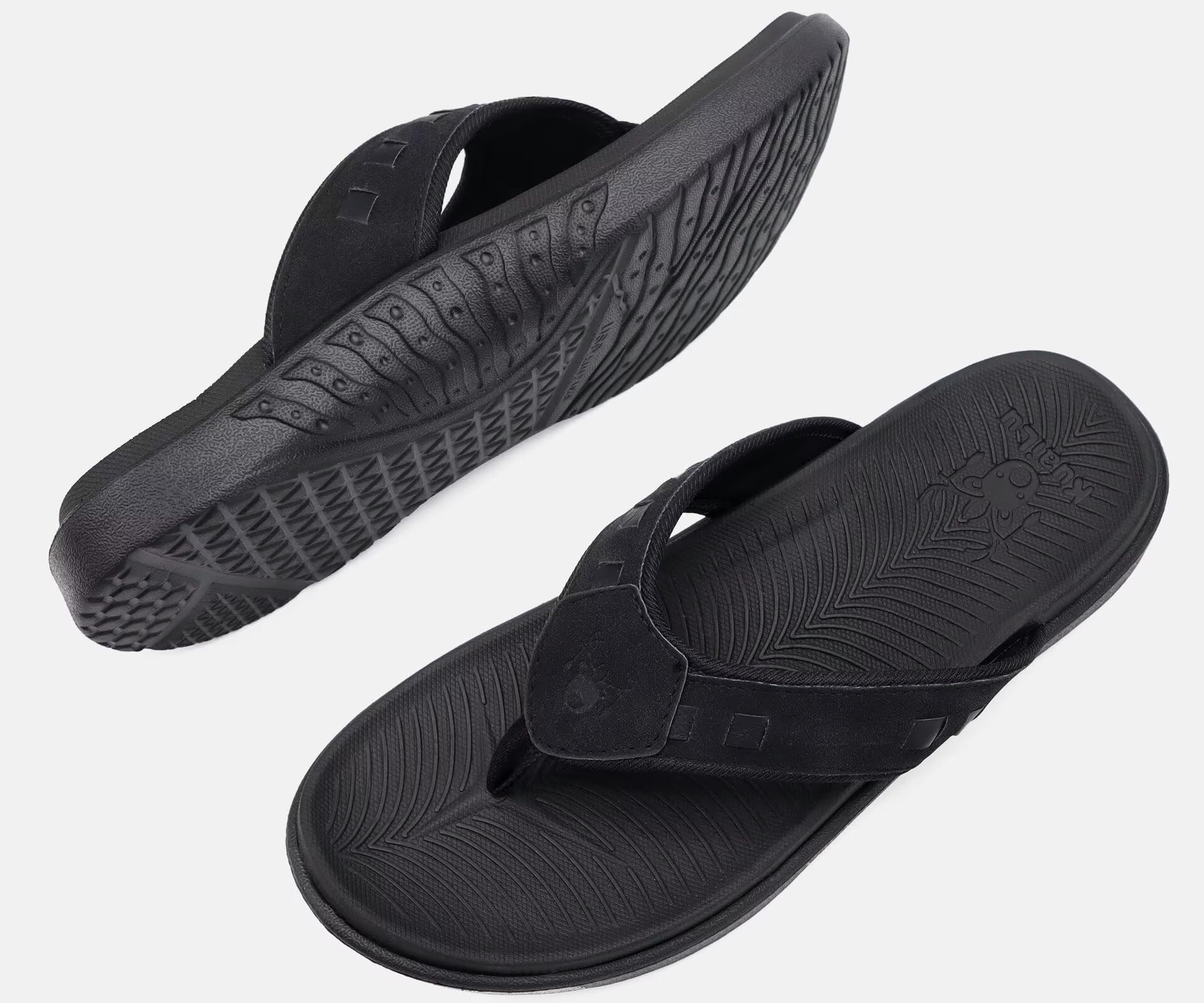 KuaiLu Tongs Hommes Antidérapante Légère Plage Piscine Sport Claquette Sandales Support de L'arche Pantoufle D'été Taille 40-49