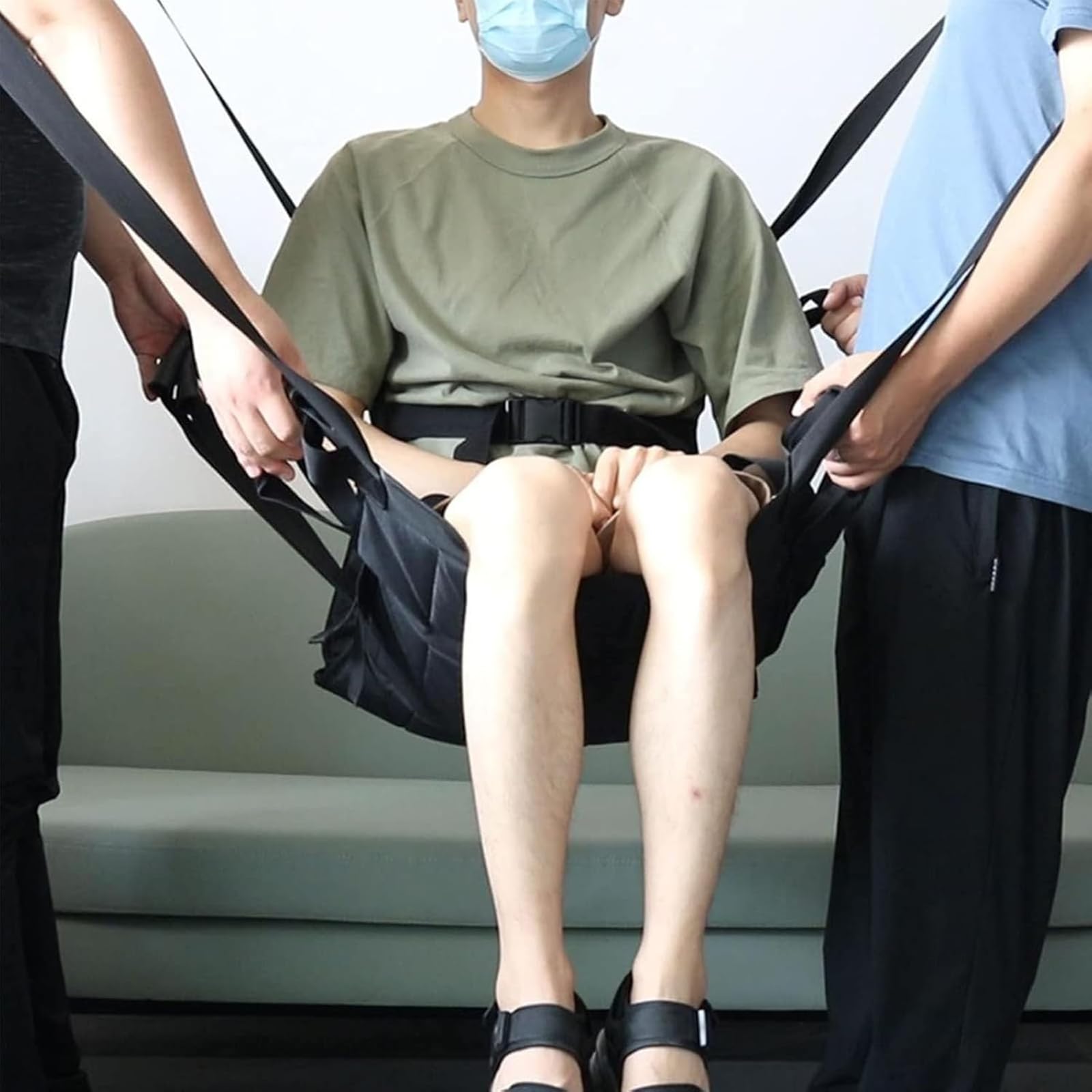 Pas do przenoszenia wózka inwalidzkiego – awaryjna deska do podnoszenia z podwójnymi uchwytami, paskami na ramię i bezpiecznymi klamrami, nośność do 150 kg dla pacjentów o ograniczonej sprawności