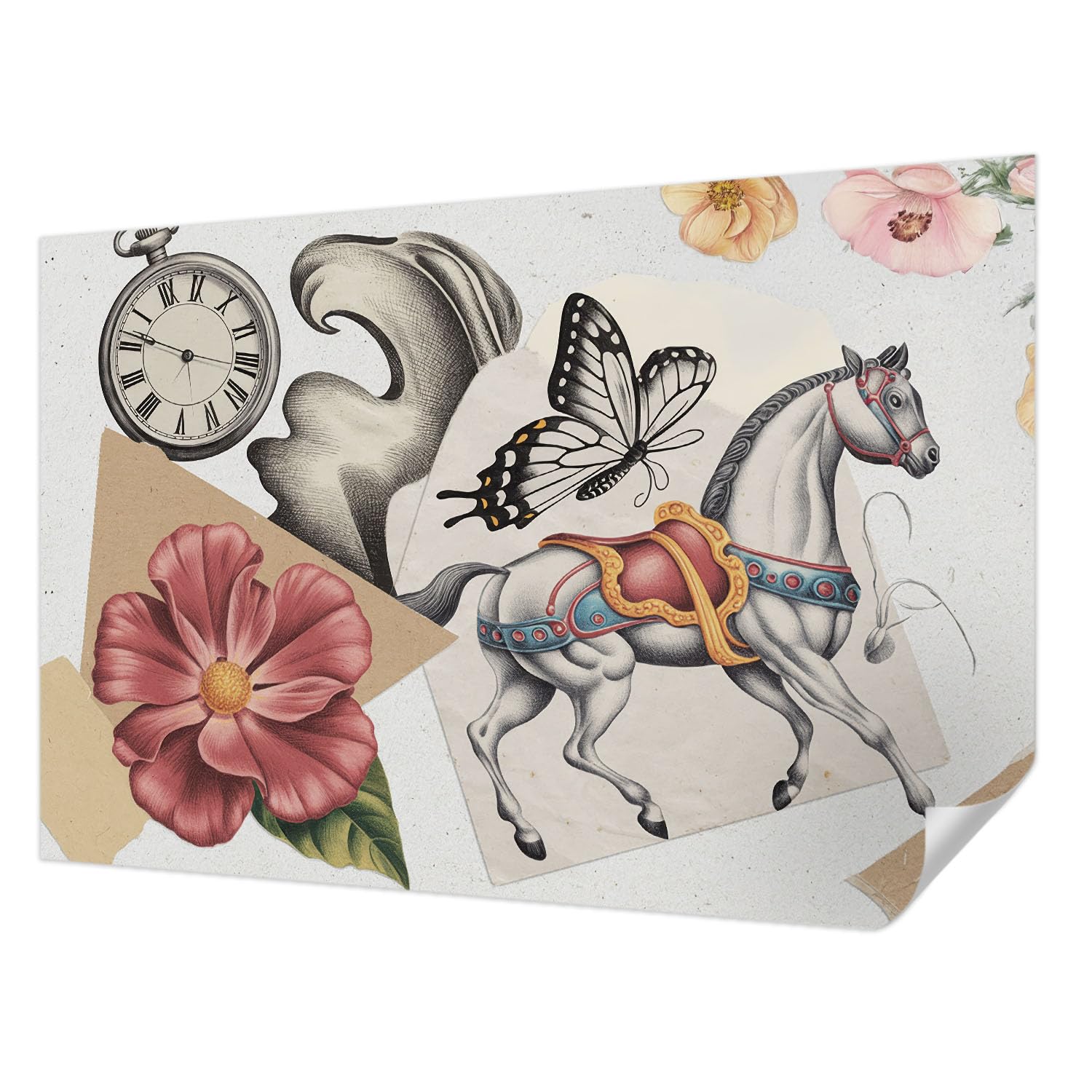 Revêtement mural autocollant Tulup 104x70 cm haute qualité fleurs vintage