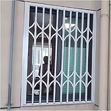 Horizontal Folding Window Barricade, White Aluminum Window Security Bars, Locking Basement Anti Burglar Window Guardrail, Invisible Escape Window Fencing(44x59in/110x150cm)
