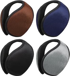 4 Pieces Ear Muffs For Winter Ear Warmer Ear Covers Behind The Head Ear Muffs for Men Women Outdoor (Black, Grey, Dark Blue, Brown)
