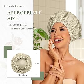 Reusable Shower Cap for Women, Large Waterproof Shower Essentials Bonnet Washable Elastic Band Bath Hair Wrap Hat for Long Hair, Braids(Gray Yellow)