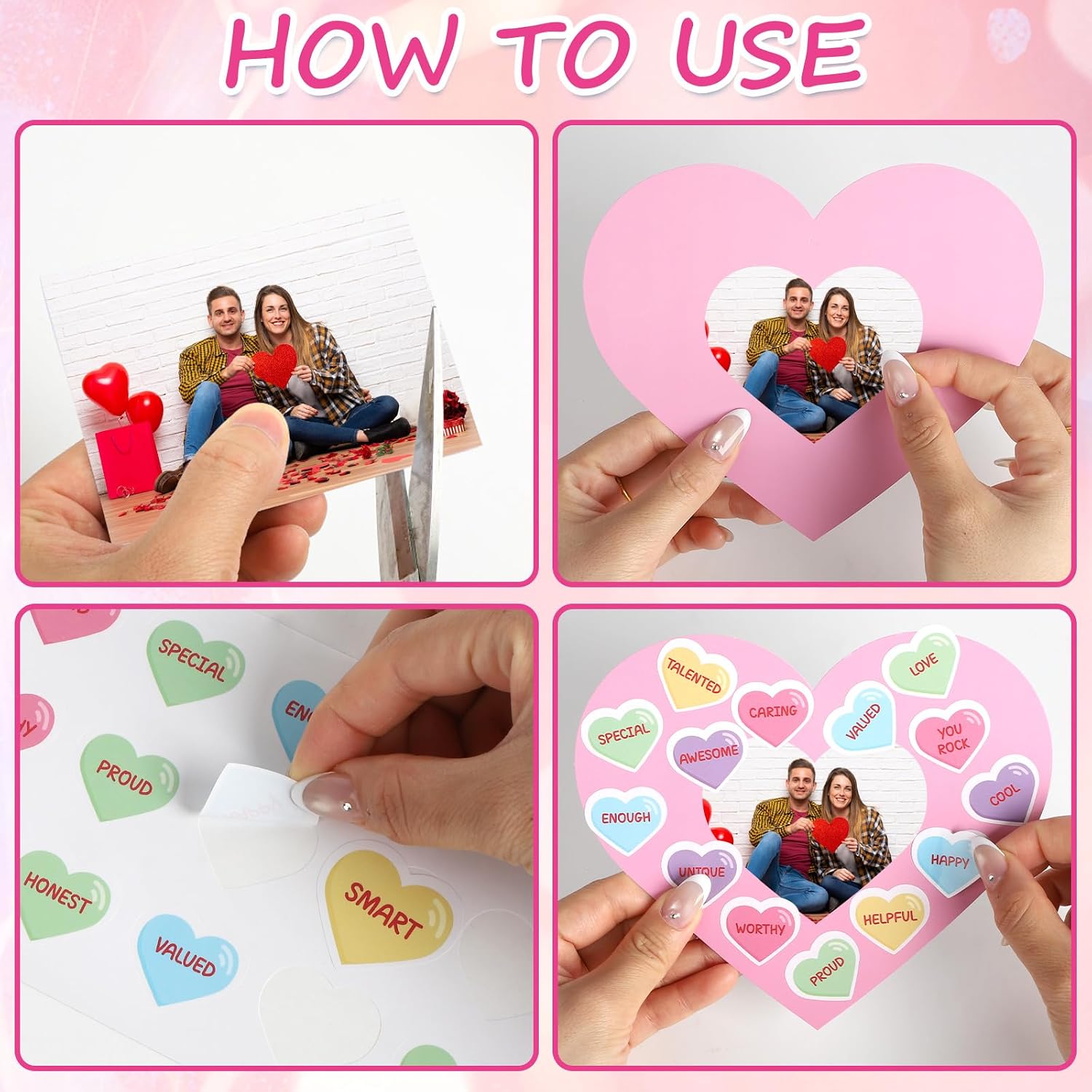 24 PCS Valentine's Day Picture Frame Ornaments Paper Heart DIY Photo Frame Craft Set Hanging Decorations for School Classroom Activity Decor Supplies (Heart) image 4