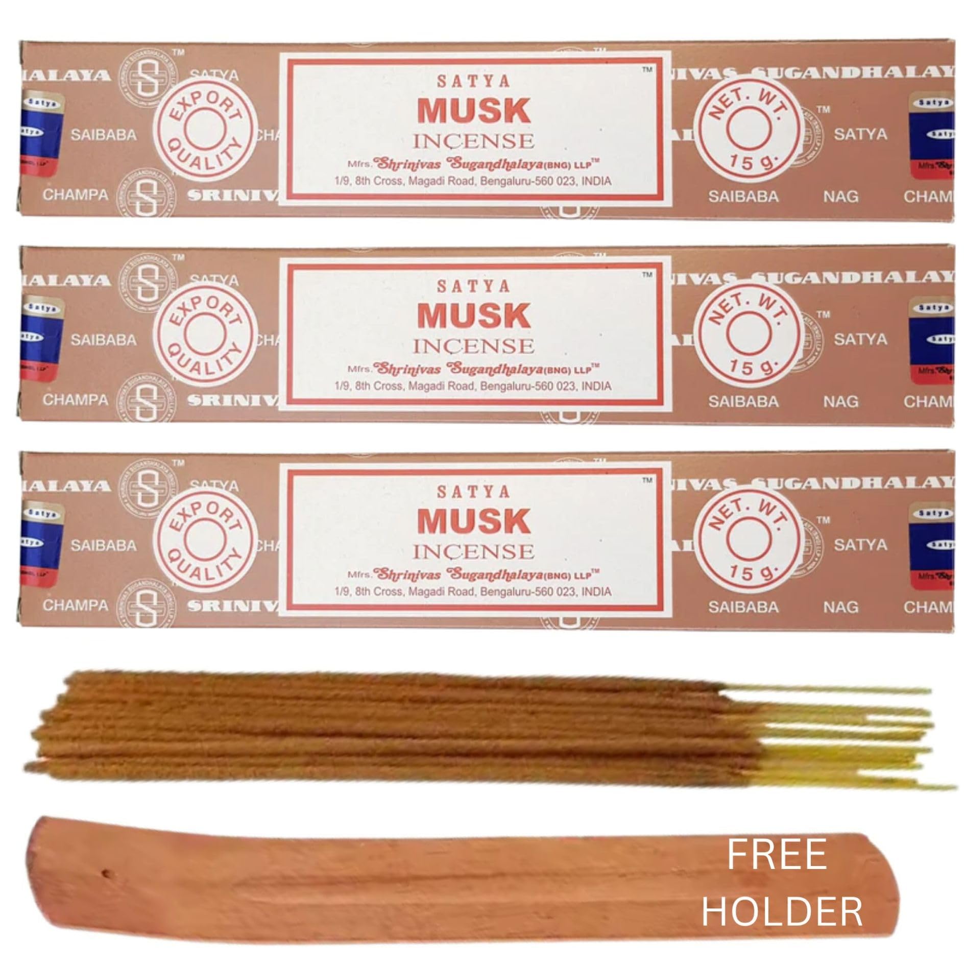 Satya, MUSK, Nag Champa, Incense Sticks, 3 Packs, Agarbatti