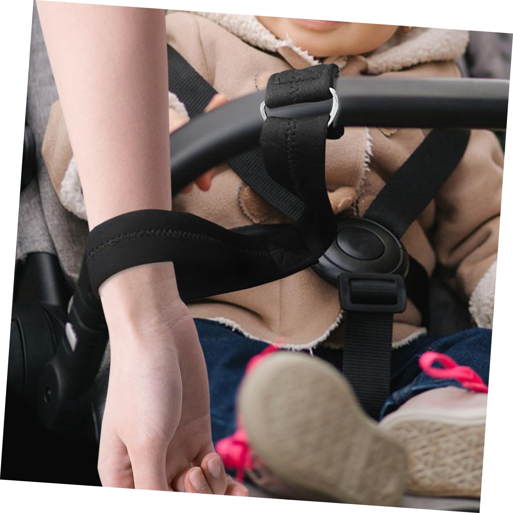 GALPADA Dragonne de Sécurité pour Poussette Bébé en Néoprène, Bracelet Anti-perte Réglable, Bande Sécurisée pour Poussette et Panier D'achat, Brassard Pratique pour Promenade,
