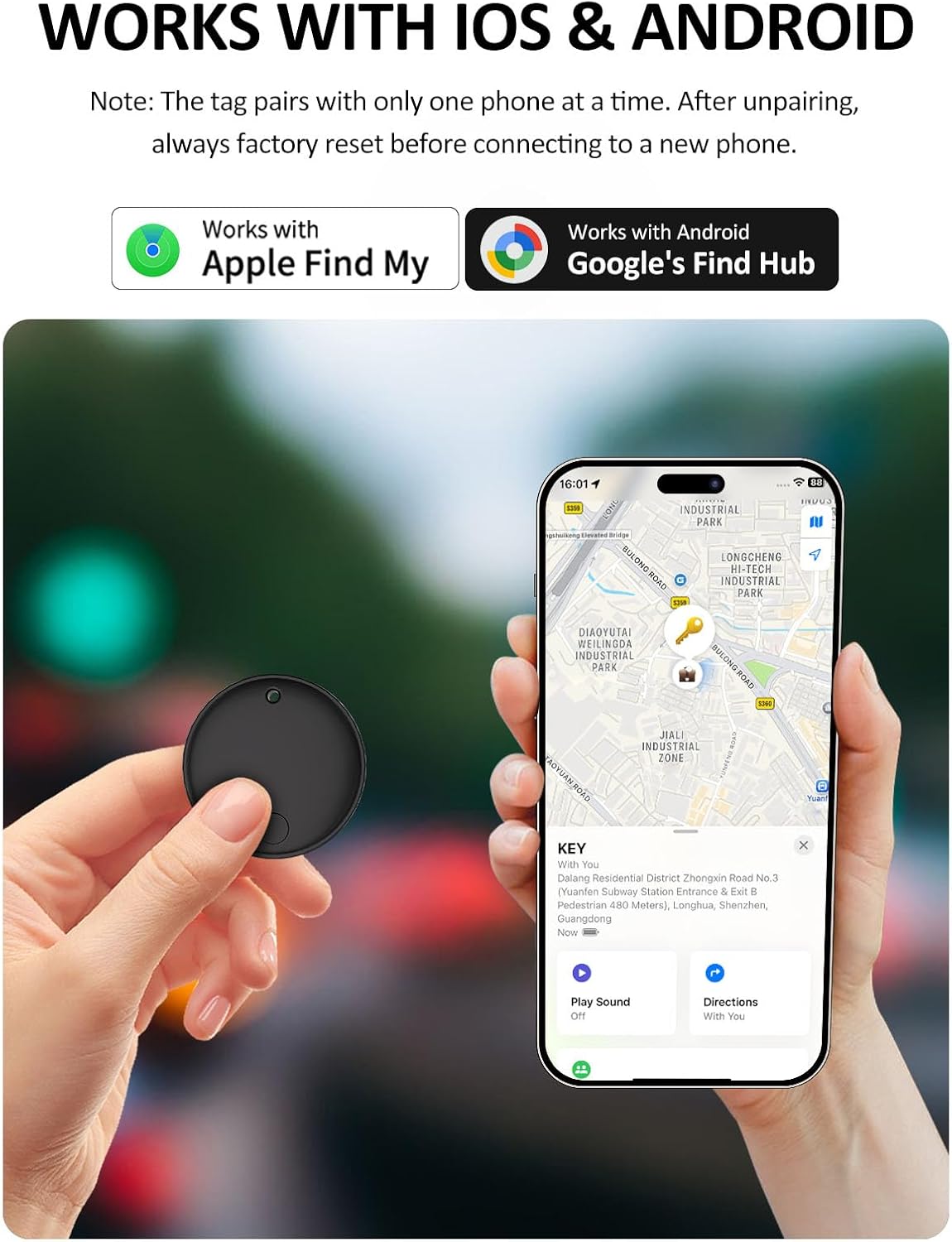 Smart Tracker Tag for iOS | Android, Item Locator Key Finder Works with Apple Find My & Google Find Hub | Bluetooth Tracker for Luggage, Keys, Wallet, Suitcases - 2 Pack
