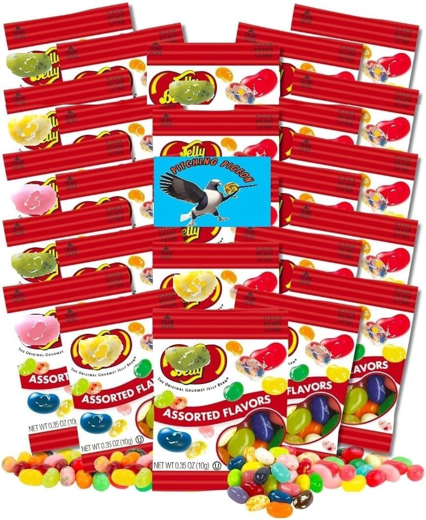 Gourmet Jelly Bean Mini Pouches 20 Count Assorted Flavors Individually Bagged Easter Basket Candy & Egg Hunt Stuffers Bulk Chewy Candy
