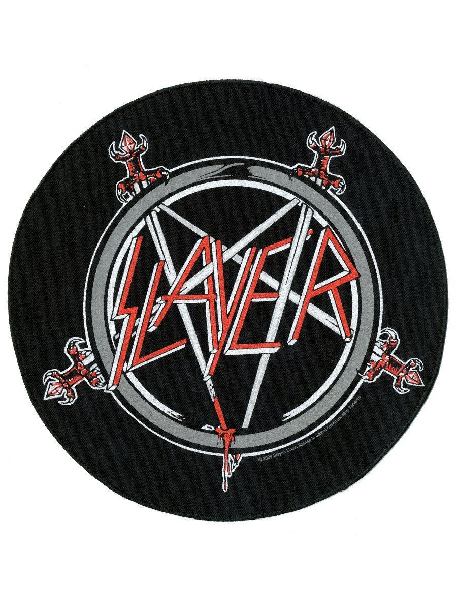 Slayer Back Patch Pentagram Band Logo Official Circular Black 28 cm One Size