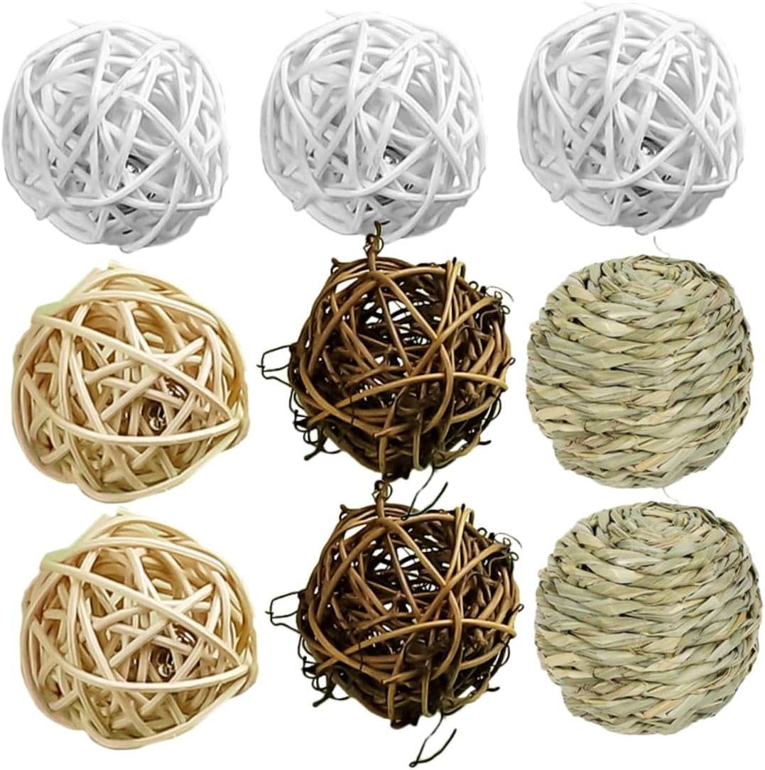 MAGICLULU 9Pcs Handwoven Rattan Balls Decorative Orbs for Home Decor Farmhouse Style for Party Xmas and Wall Decoration Natural Woven Grass Balls