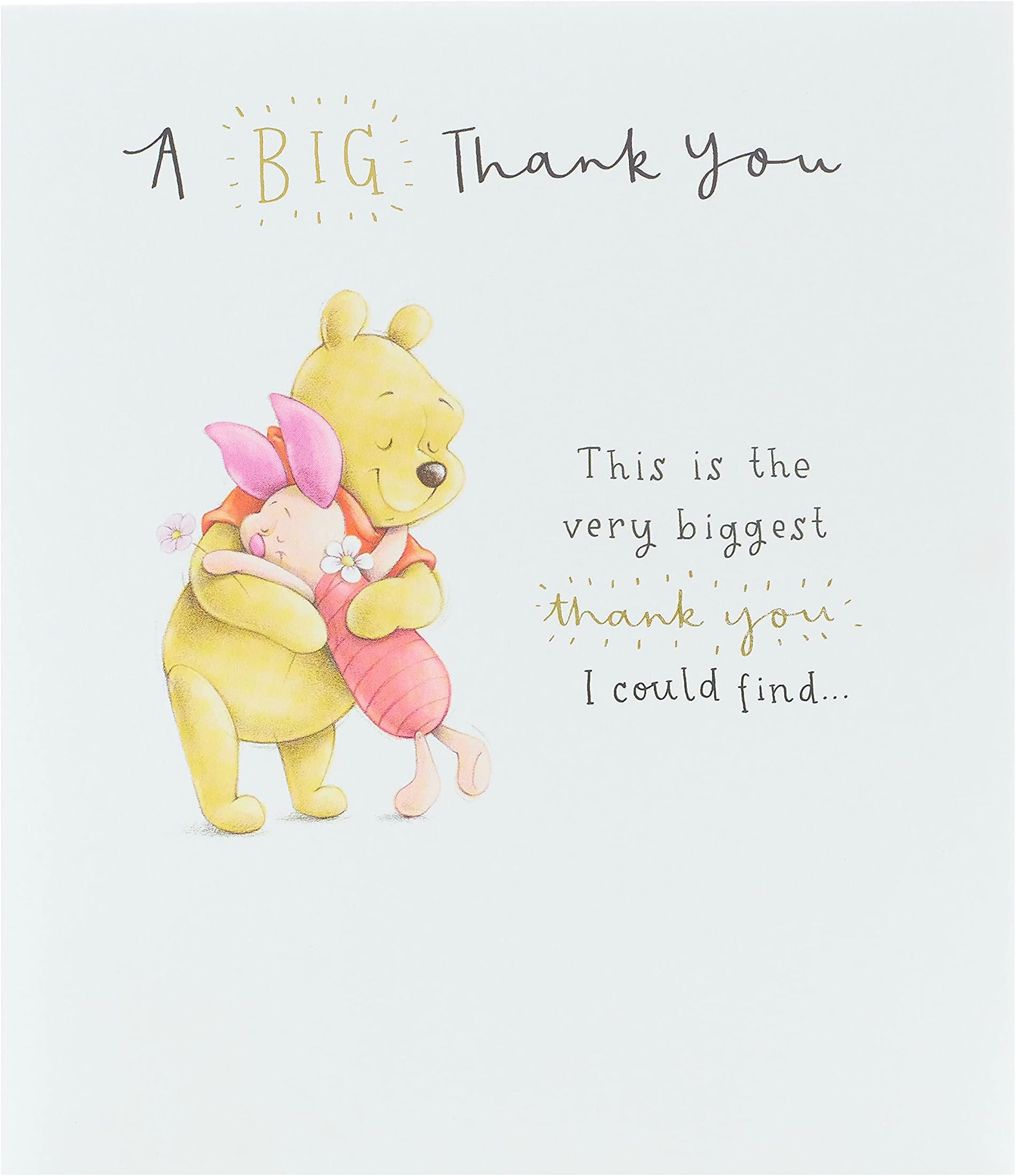 UK Greetings | Disney Winnie the Pooh Thank You Card | Appreciation Cards | Her/Him | Sweet Design | With Envelope | 165 x 190 mm
