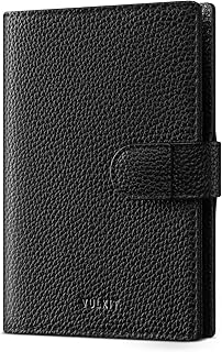 VULKIT Leather Passport Travel Wallet for 2 Passports Pocket Slim Double Passport Holder RFID Blocking with ID Window for Women or Men