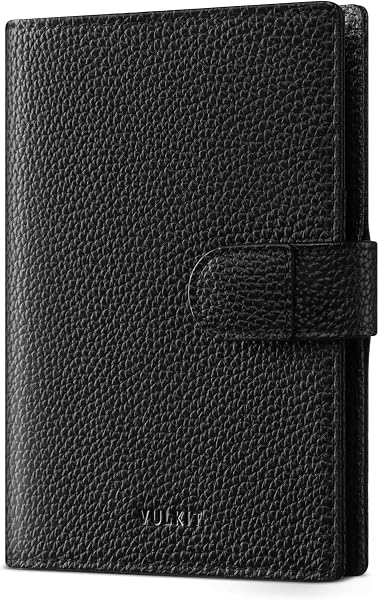 VULKIT Cartera de Piel para 2 Pasaportes con Bloqueo RFID