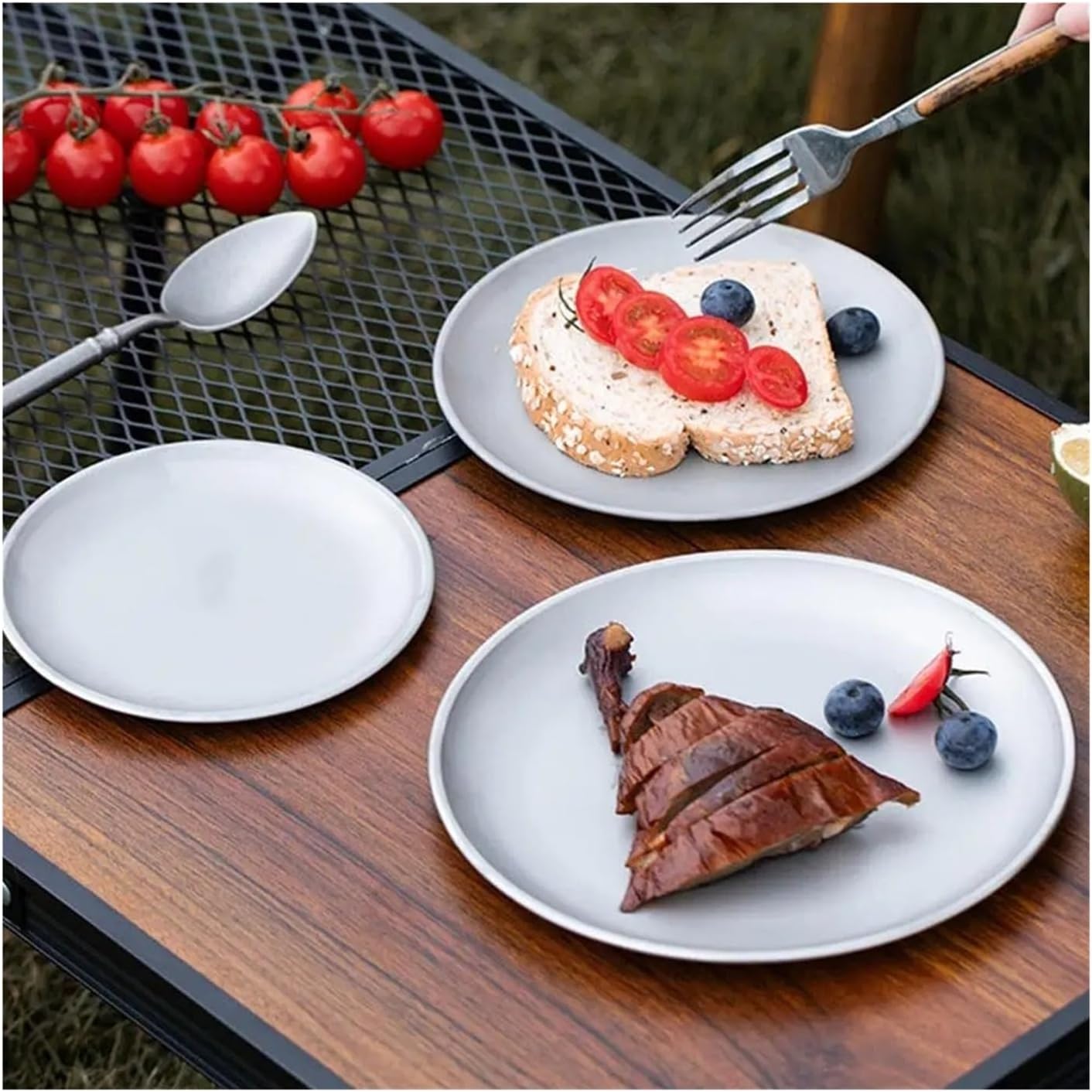 Camping Ultra Lightweight Titanium Plate | Stackable Outdoor Dining Tableware | For Backpacking Hiking Picnic Barbecue(L)