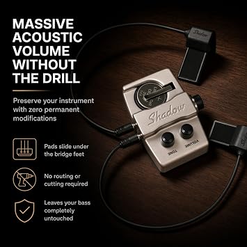 Shadow Nanoflex Active Double Bass Pickup System with Volume & Tone Control, Upright Bass Pickup with Dual Nanoflex Pads & Active Preamp