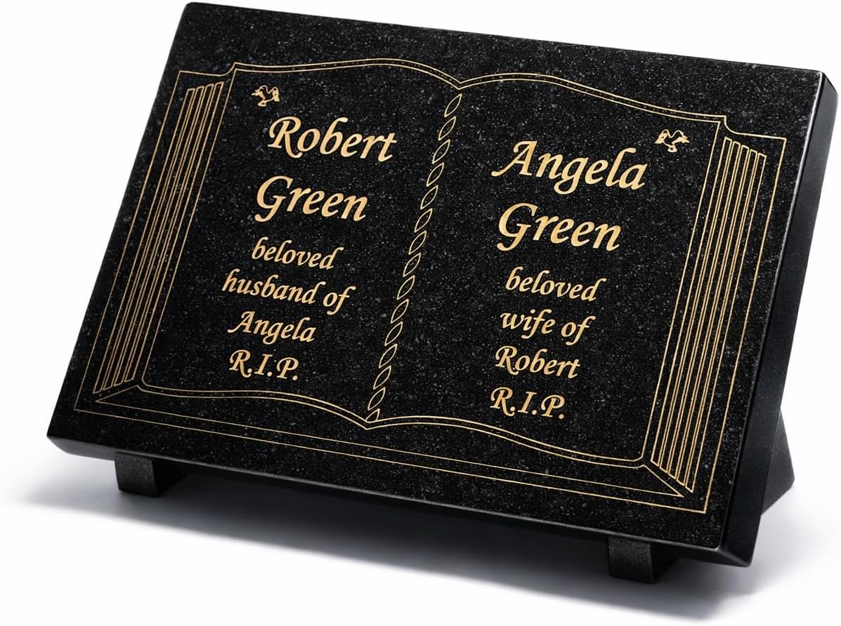 Laser Engraved Personalised Black Bible Granite Memorial Grave Plaque Stone